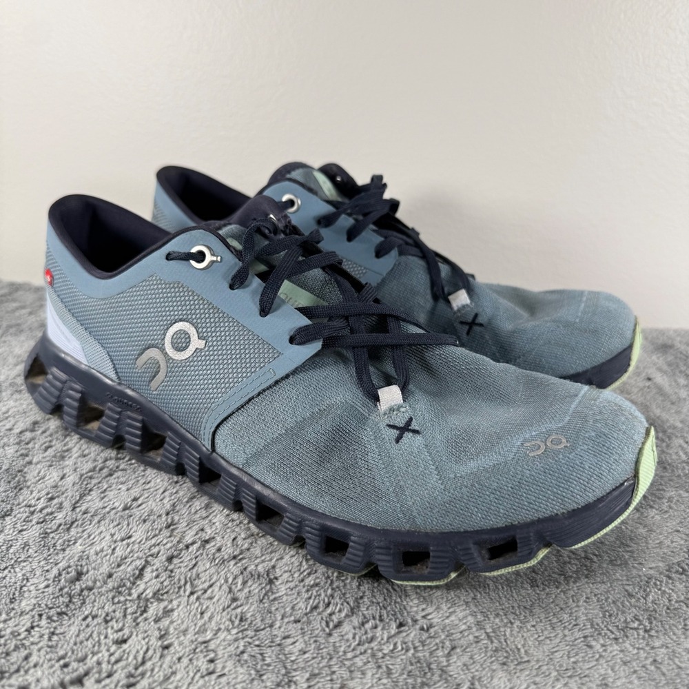 On Running Cloud X 3 Shoes Women 9 Wash and Ink Blue Green Training Sneakers